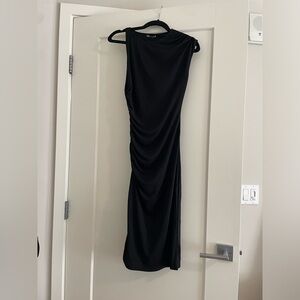 NWT asymmetrical black midi dress size small